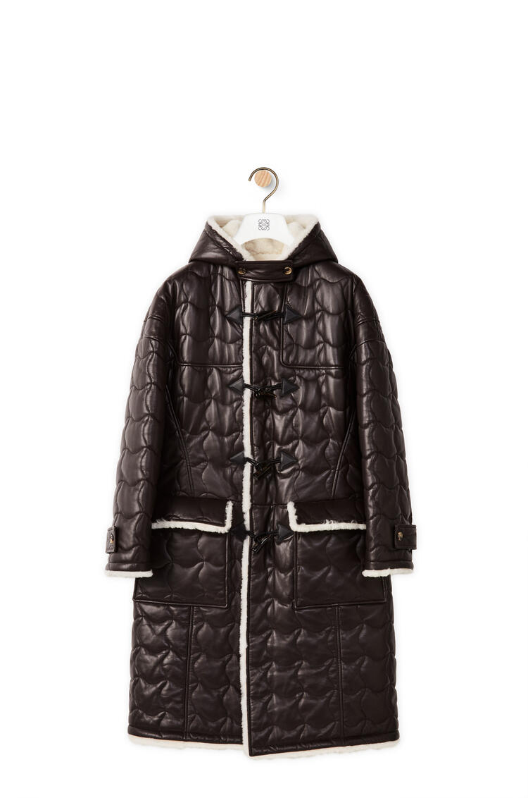 LOEWE Matelasse coat in shearling Dark Brown/White pdp_rd