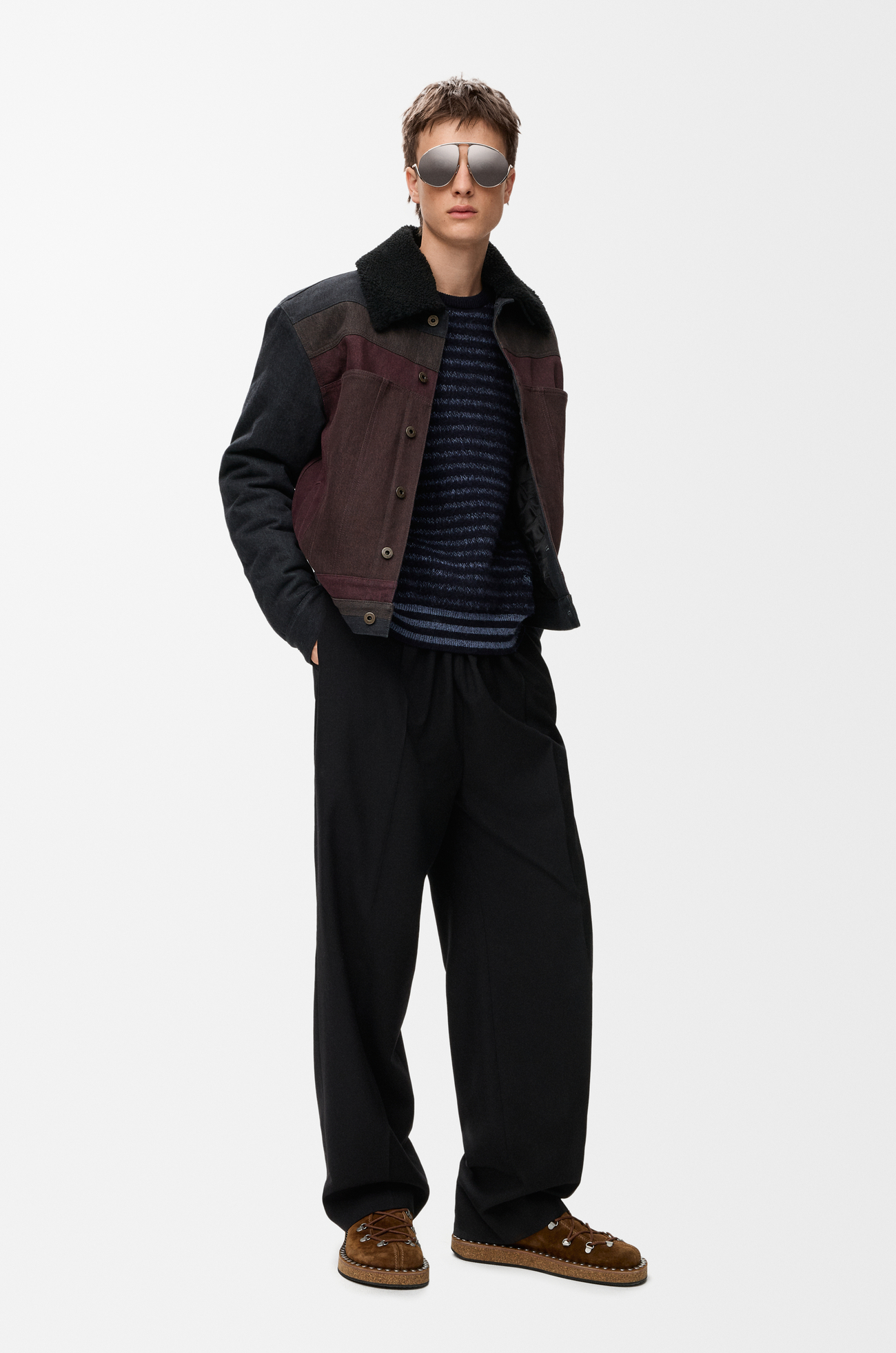 LOEWE Jacket in denim Black/Burgundy