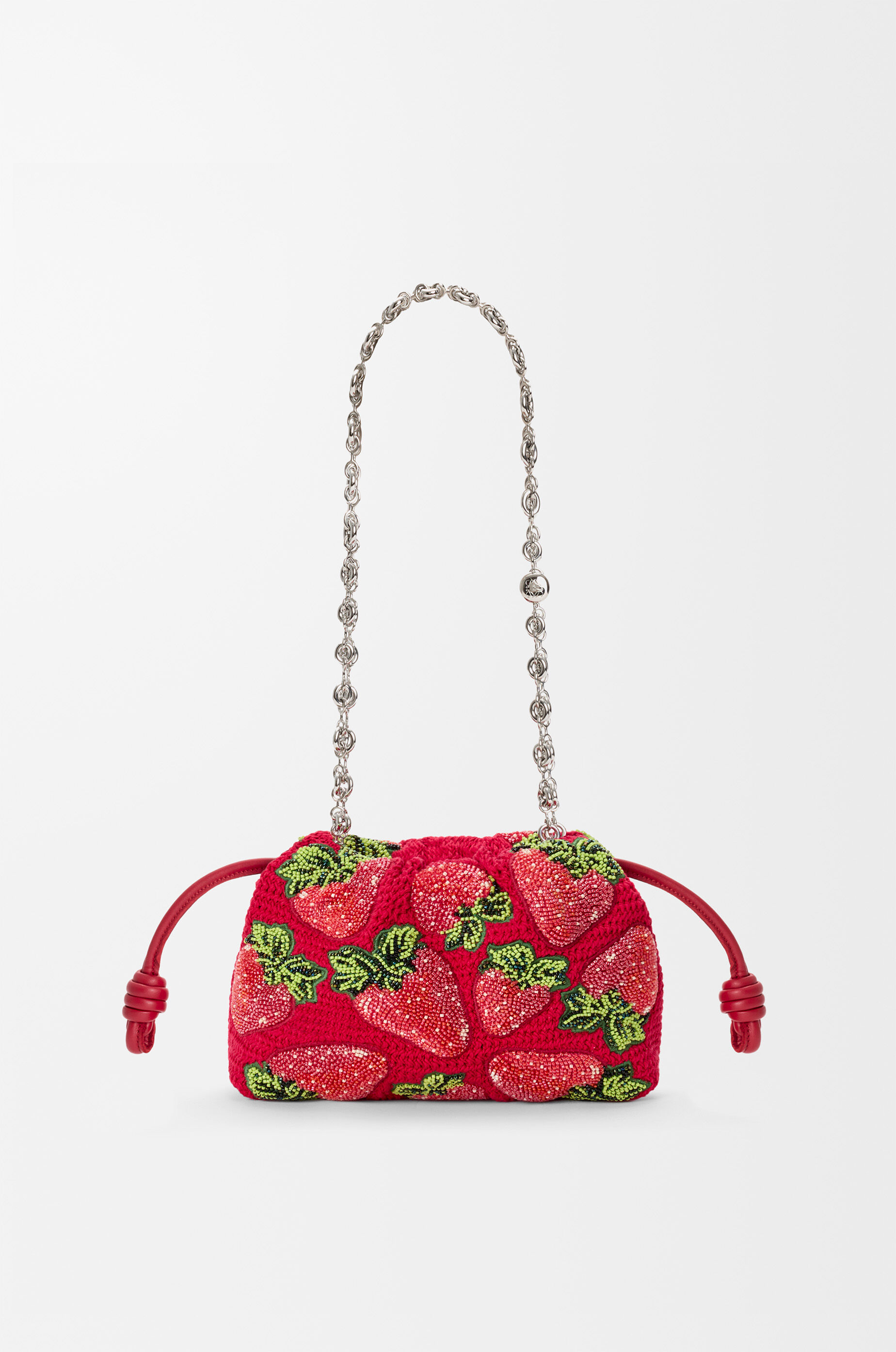 Mini Flamenco clutch in beaded crochet Red - LOEWE USA Official