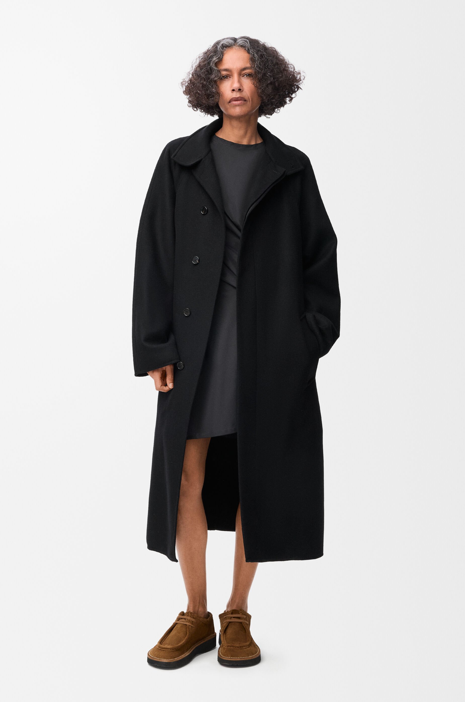 LOEWE ロエベ ミドル丈コート ブラック 38 Belted coat in wool and cashmere Black - LOEWE