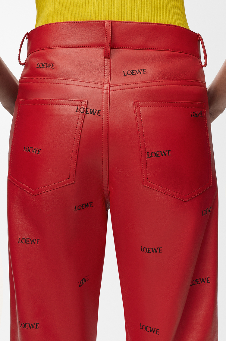 LOEWE Pantalon en cuir d'agneau nappa Rouge