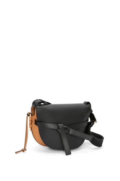 LOEWE Small Gate bag in soft calfskin and jacquard Black/Warm Desert plp_rd