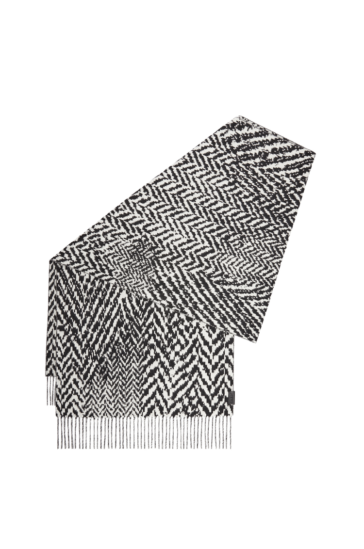LOEWE Scarf in wool and cashmere Black/White
