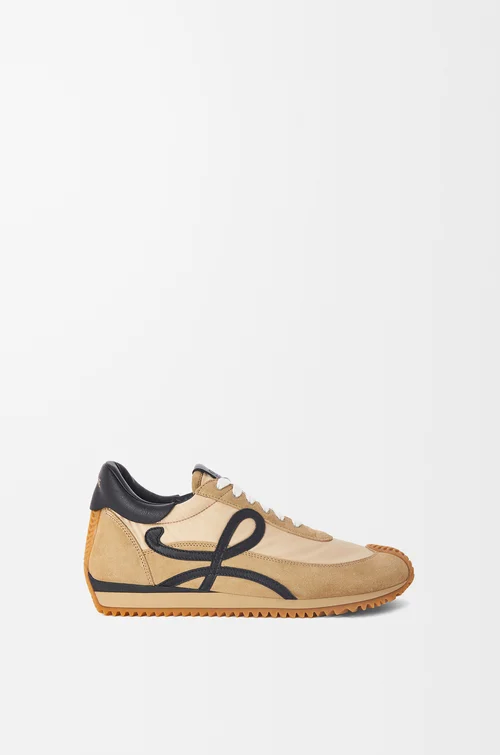 LOEWE Flow Runner in nylon and suede Gold/Black