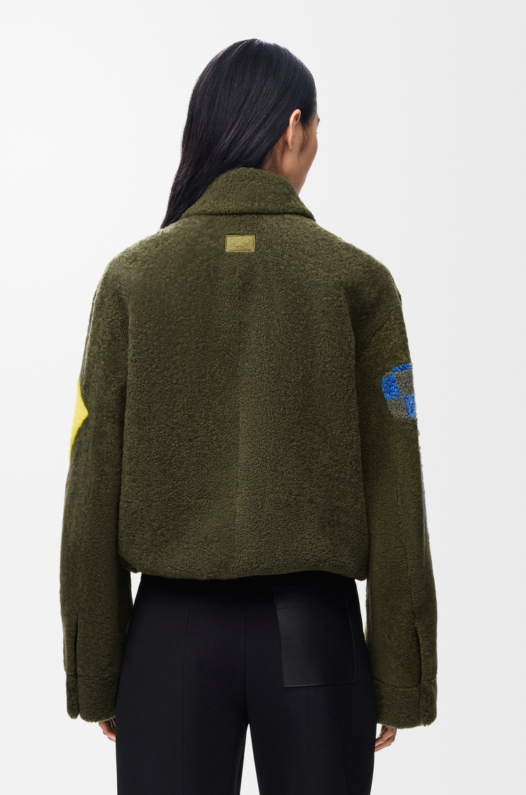 LOEWE Chaqueta bomber en lana de oveja Verde Caqui/Multicolor