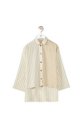 LOEWE Stripe tunic shirt in cotton and linen Ecru/Black