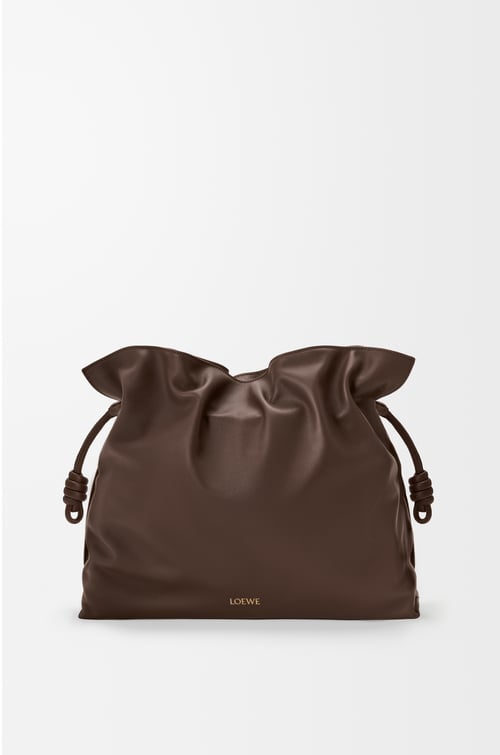 LOEWE Bolso Flamenco Clutch grande en piel napa de ternera Chocolate