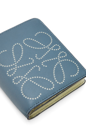 LOEWE Brand compact zip wallet in calfskin Storm Blue/Marble Green plp_rd