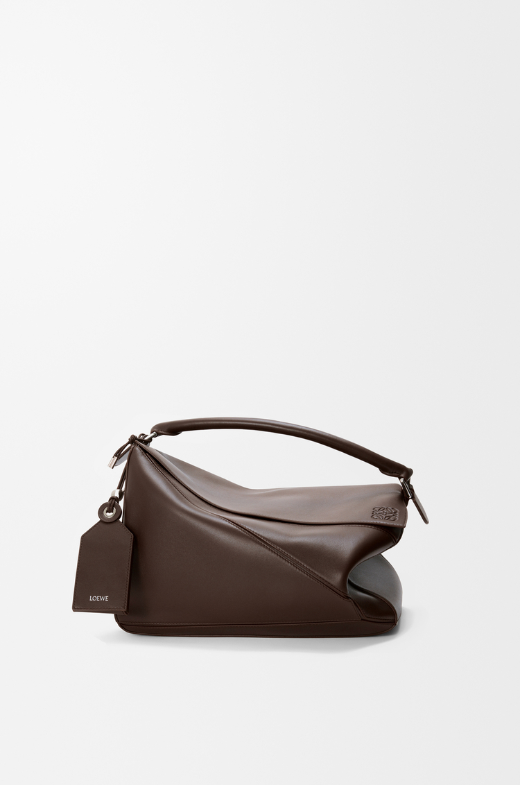 LOEWE Large Featherlight Puzzle bag in nappa lambskin Dark Chestnut