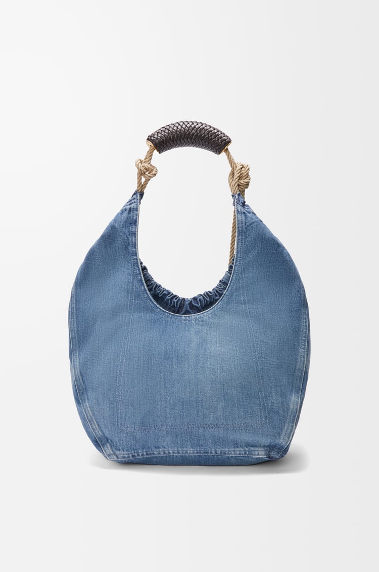 LOEWE Medium Squeeze bag in washed denim Light Blue