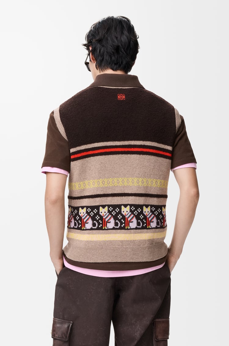 LOEWE Vest in wool and cashmere Beige/Multicolor