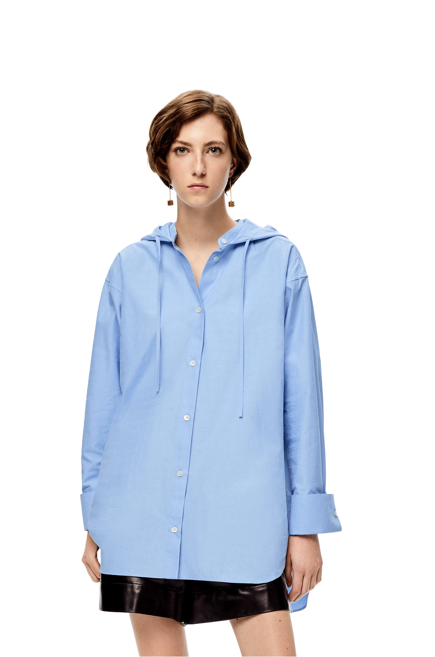 Anagram jacquard hooded shirt in cotton 