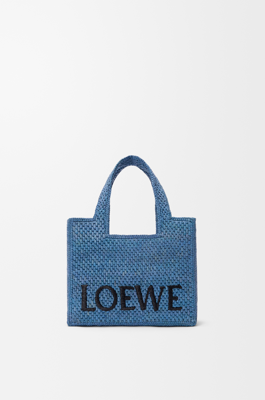 Mini LOEWE Font tote in raffia