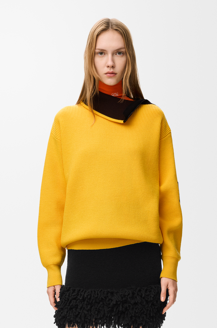 LOEWE Jersey con cremallera en lana Amarillo