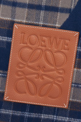 LOEWE LOEWE check blanket in wool and cashmere Navy Blue/Multicolor