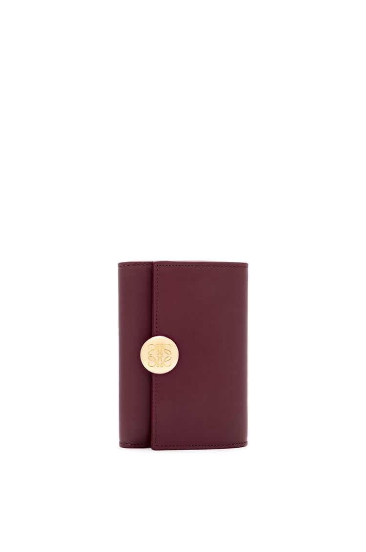 LOEWE Pebble small vertical wallet in shiny nappa calfskin Burgundy