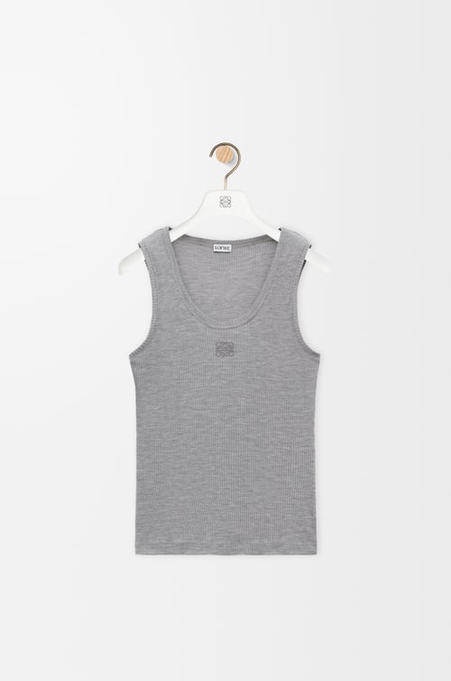 LOEWE Anagram tank top in silk Grey Melange plp_rd
