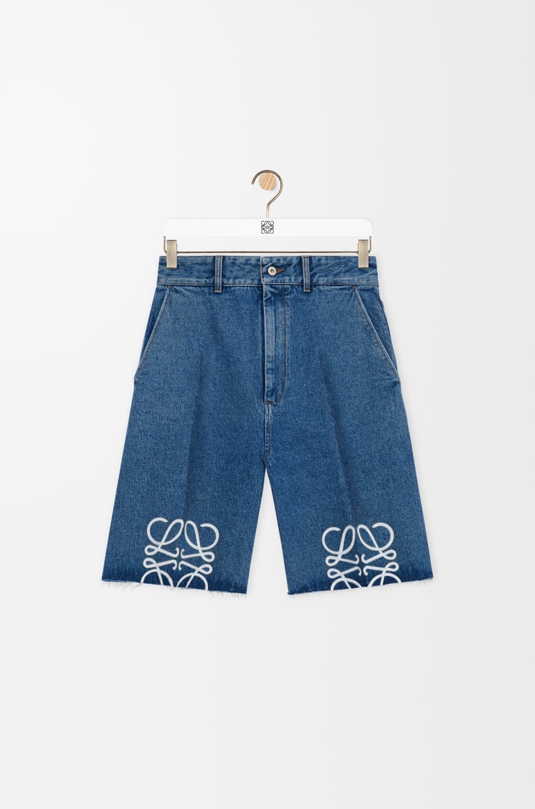 LOEWE Pantalón corto Anagram en denim Azul Vaquero