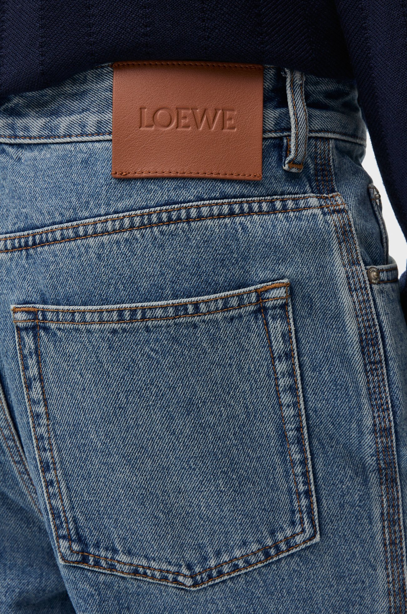 LOEWE 丹宁布 Anagram 宽松牛仔裤 中牛仔蓝