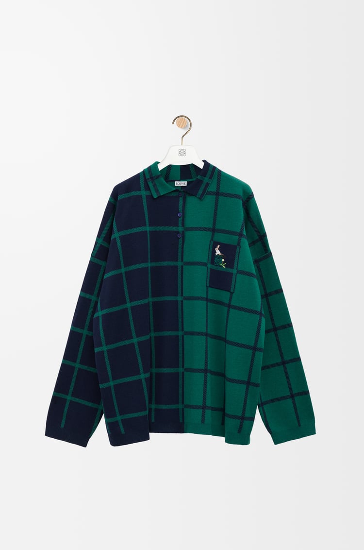 LOEWE ポロ セーター（ウール&カシミヤ） ネイビーブルー/グリーン