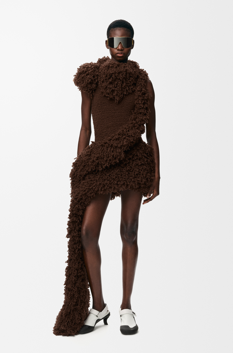 LOEWE Vestido en mezcla de lana Marrón
