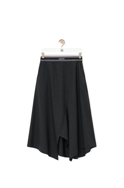 LOEWE Asymmetric skirt in wool 混色炭灰 plp_rd