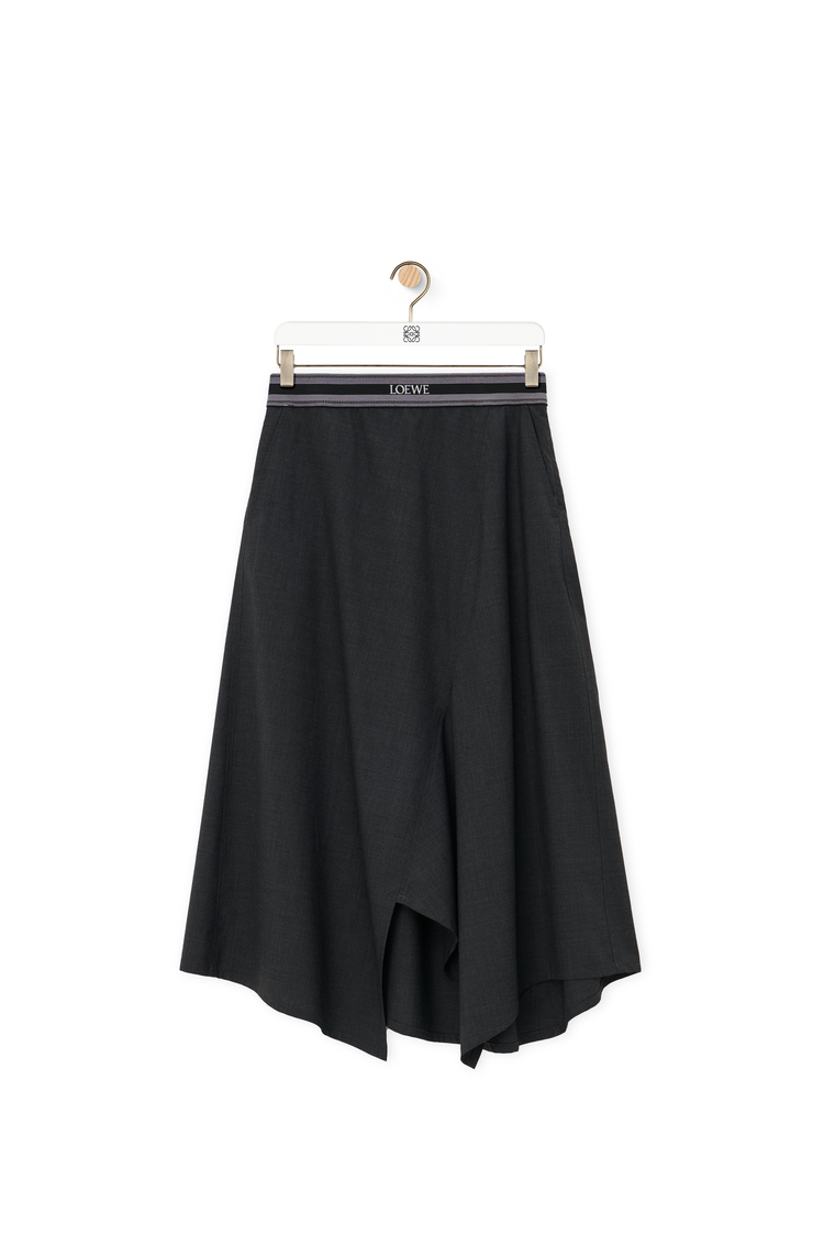 LOEWE Asymmetric skirt in wool 混色炭灰