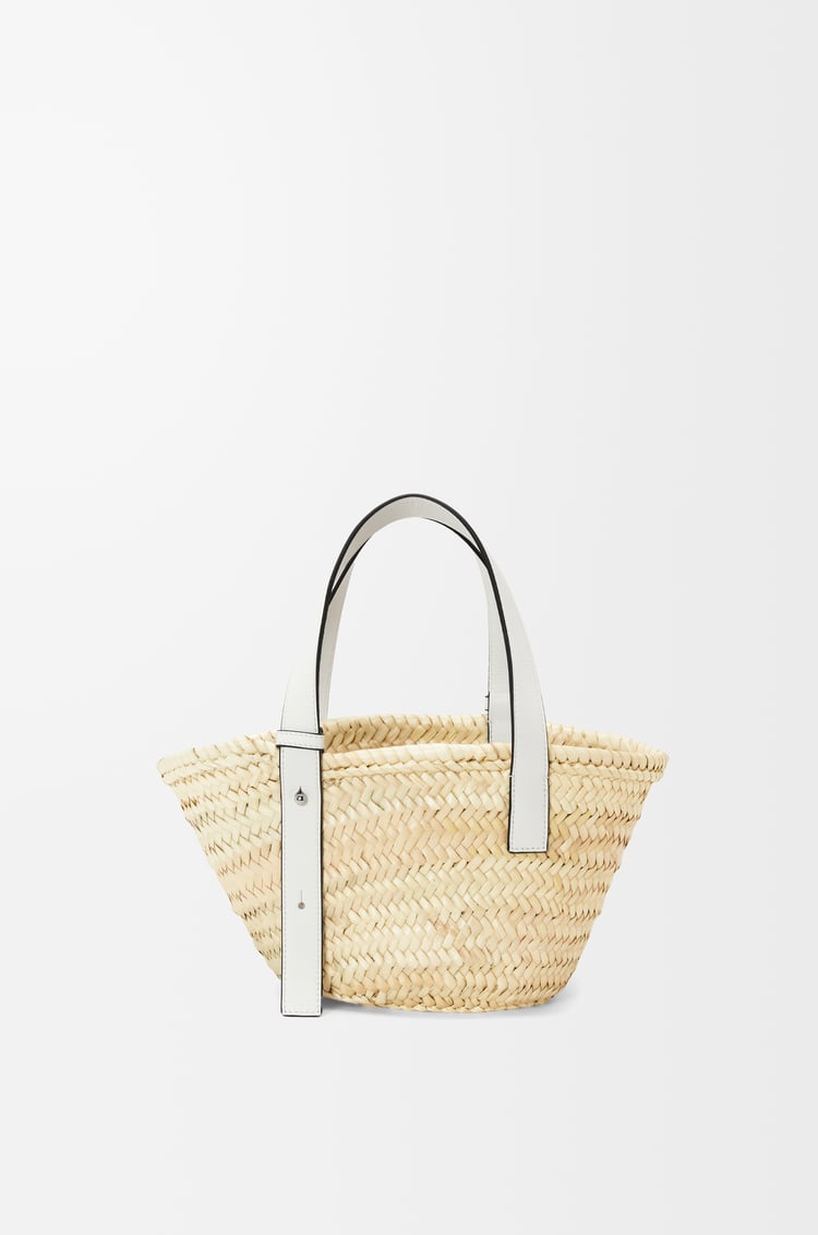 LOEWE バスケットバッグ スモール（ヤシの葉&カーフ） ナチュラル/ホワイト