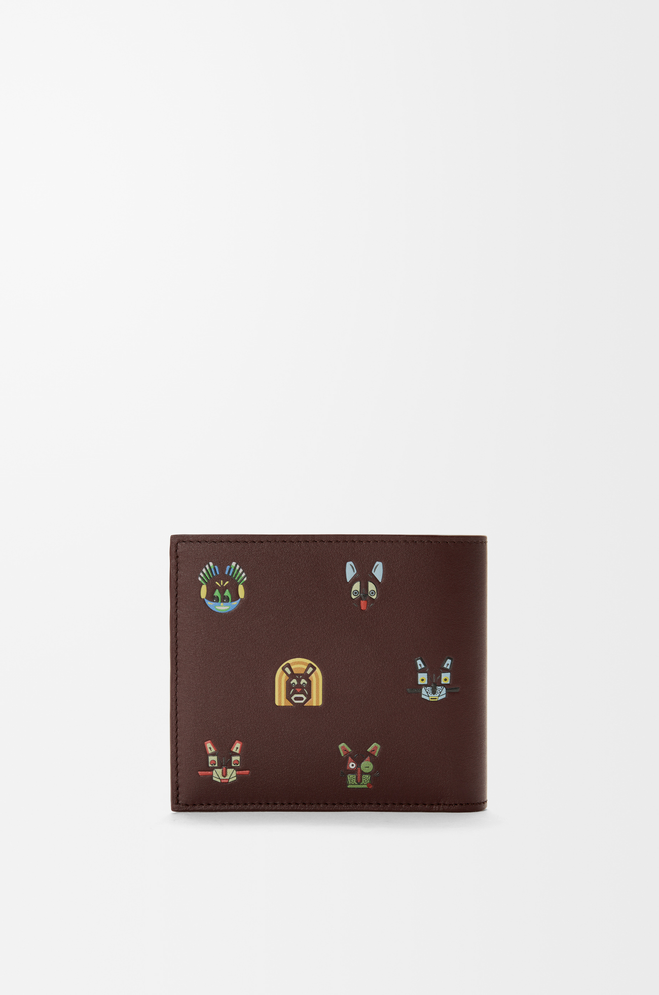 LOEWE Cats Bifold-Brieftasche aus klassischem Kalbsleder Braun