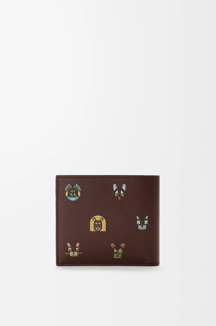 LOEWE Cats Bifold-Brieftasche aus klassischem Kalbsleder Braun