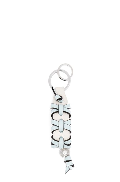 LOEWE Cross braided keyring in classic calfskin 棉花白/冰山藍