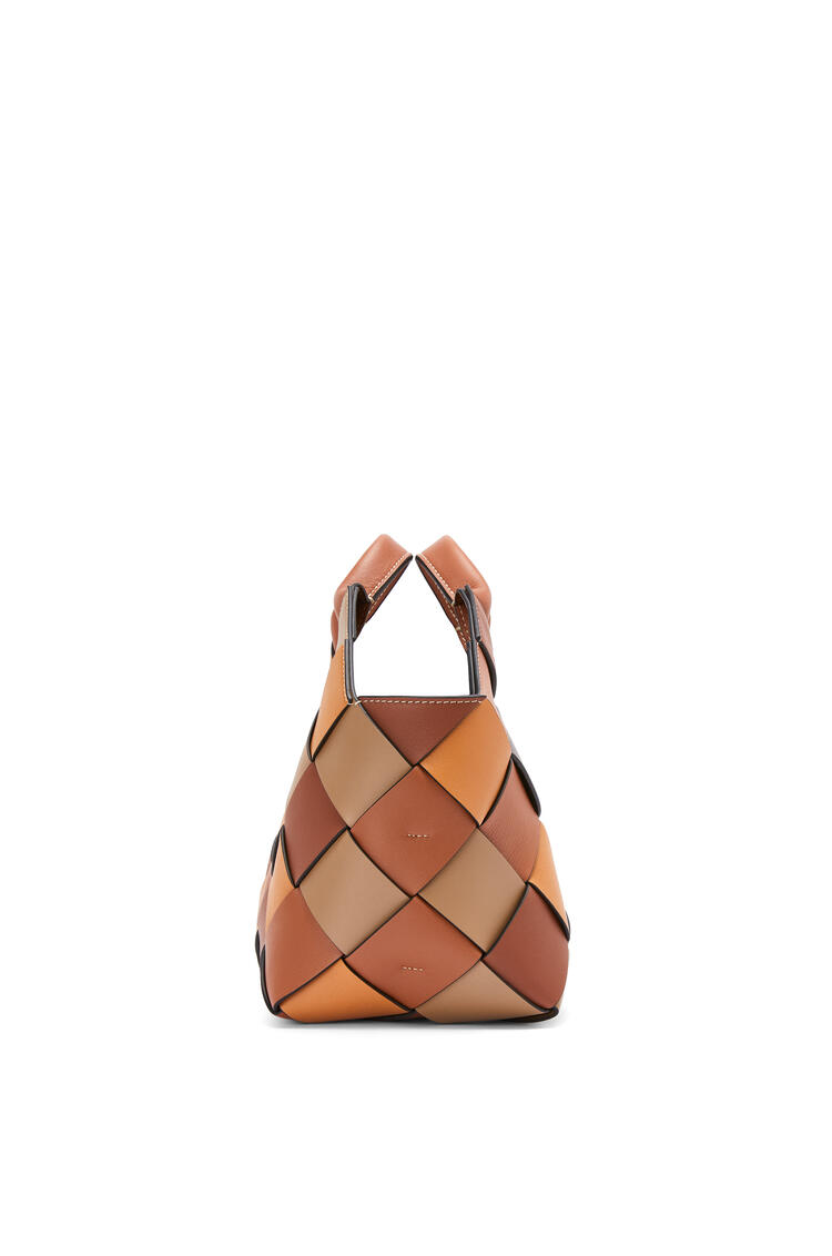 LOEWE Small Surplus Leather Woven basket bag in calfskin Brown/Brown pdp_rd