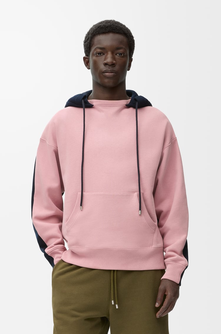 LOEWE Hoodie in cotton Pink/Dark Navy Blue