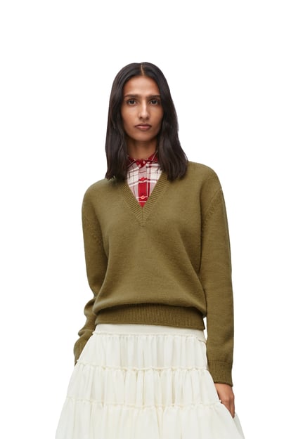 LOEWE Trompe l'oeil sweater in wool and silk Green/Red plp_rd