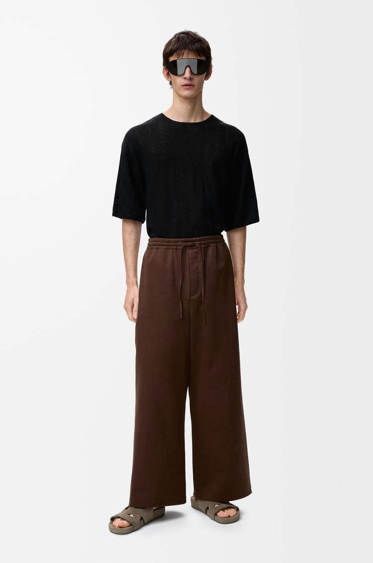 LOEWE 棉質抽繩長褲 巧克力棕