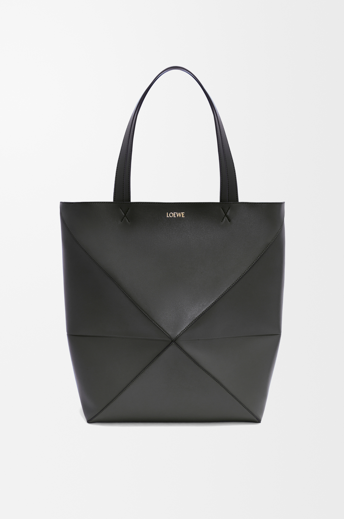 LOEWE XL Puzzle Fold tote in shiny calfskin Black