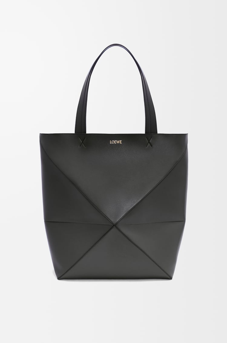 LOEWE XL Puzzle Fold tote in shiny calfskin Black