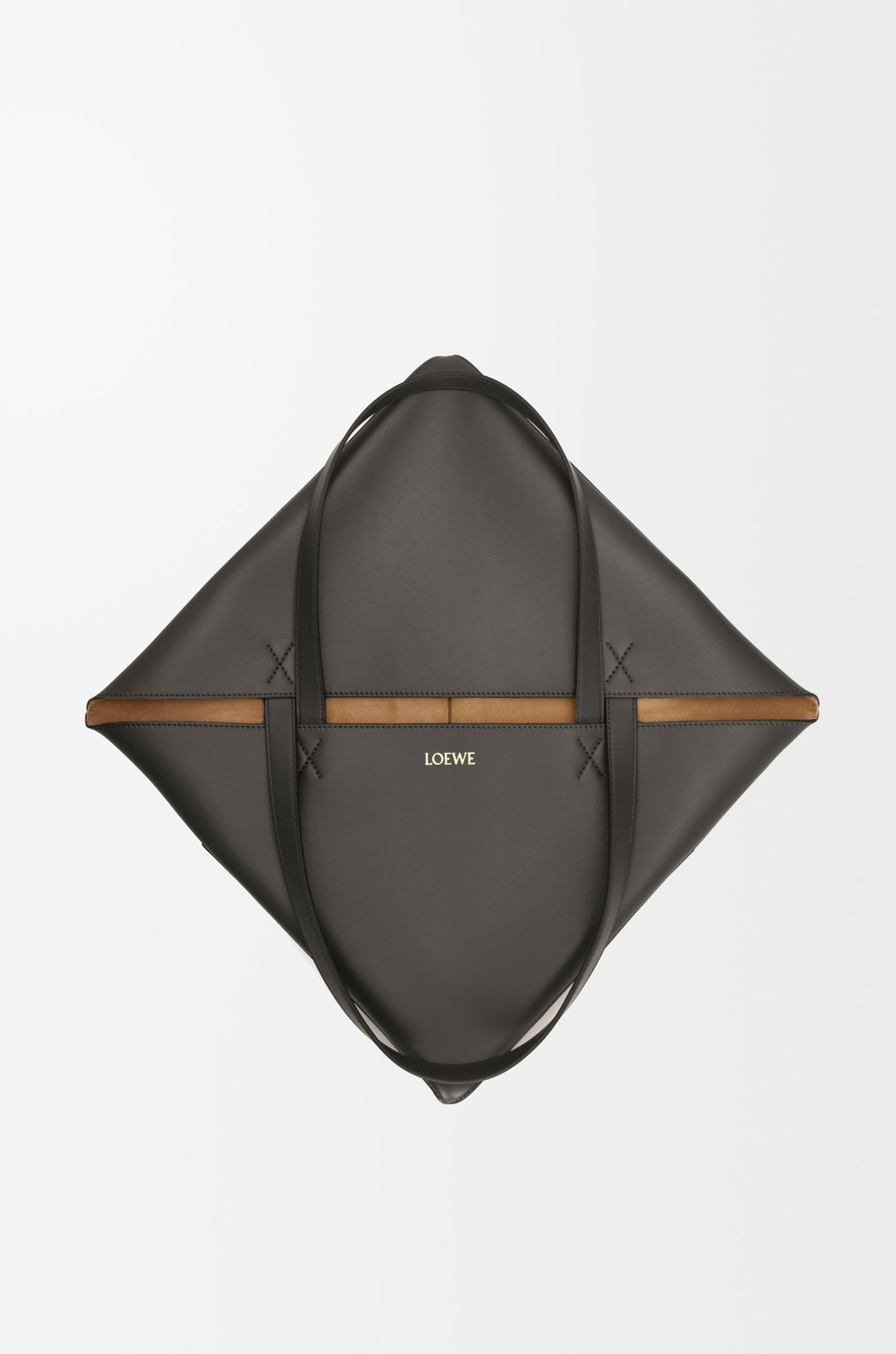 LOEWE XL Puzzle Fold tote in shiny calfskin Dark Grey