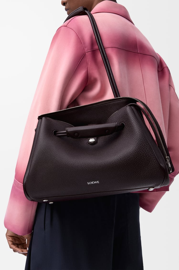 LOEWE Large Madrid bag in supple grained calfskin Dark Ebony