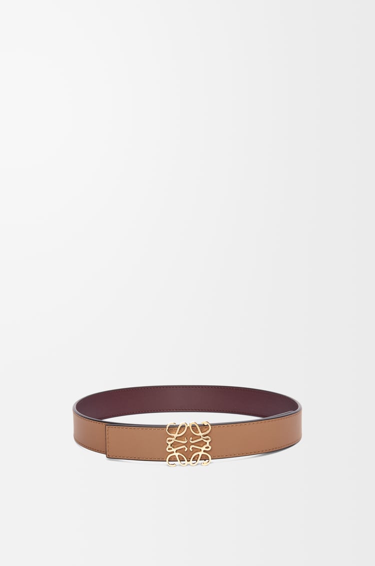 LOEWE 光滑小牛皮 Anagram 雙面皮帶 勃根地紅/金色
