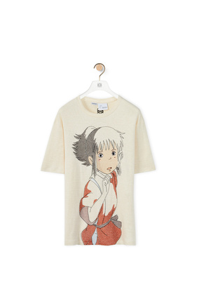 LOEWE Chihiro oversize embroidered T-shirt in hemp and cotton Ecru/Multicolor plp_rd