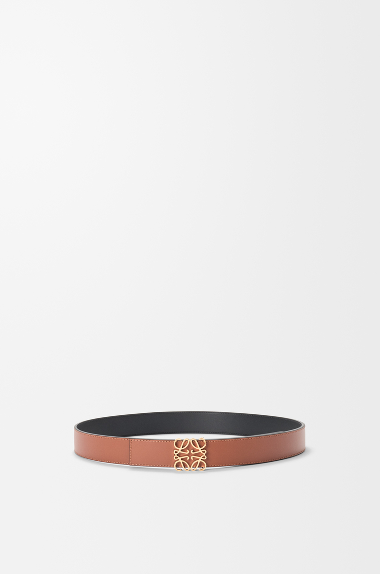 LOEWE Reversible Anagram belt in smooth calfskin Tan/Black/Gold