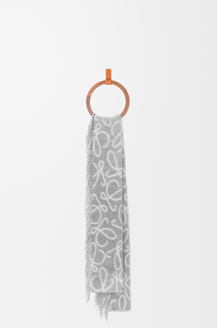 LOEWE Écharpe en alpaga et laine Gris Clair/Blanc