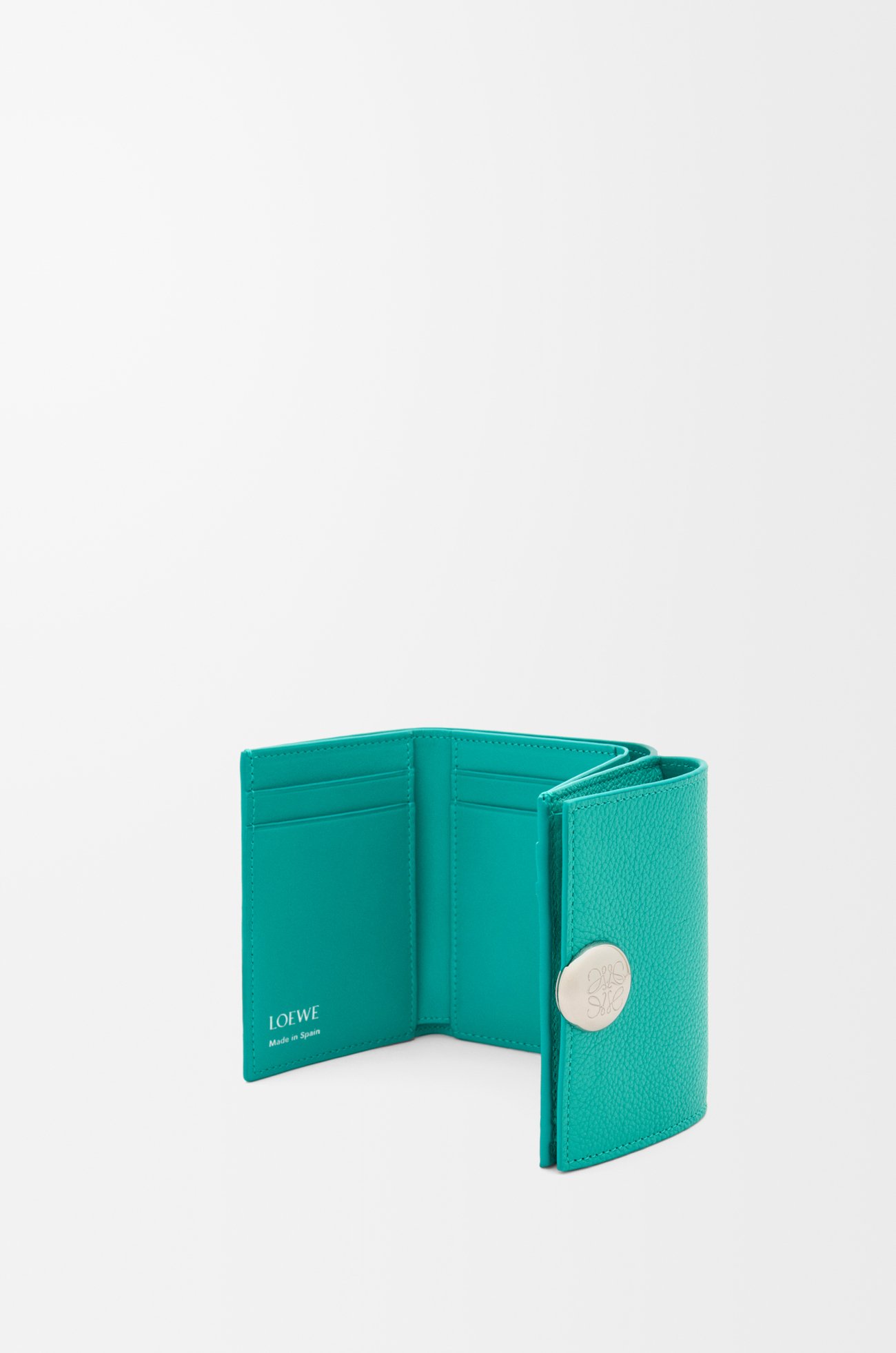 LOEWE 鹅卵石纹牛皮革 Pebble 三折钱包 海蓝宝石