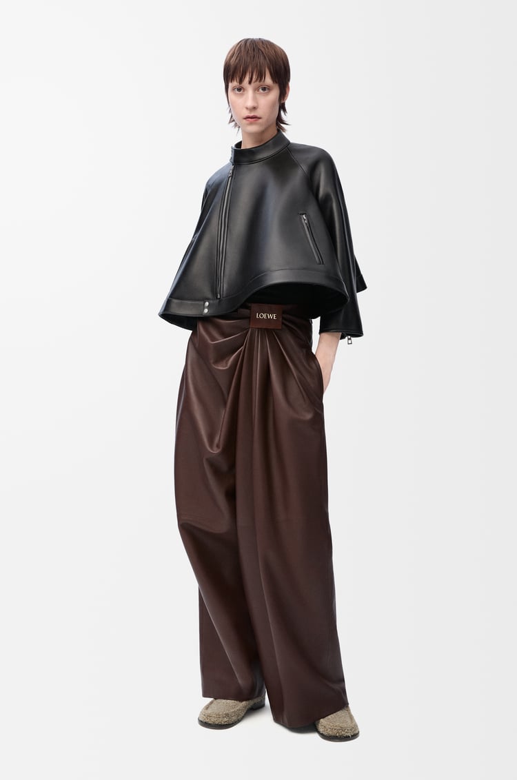 LOEWE Draped trousers in nappa lambskin Chocolate Brown