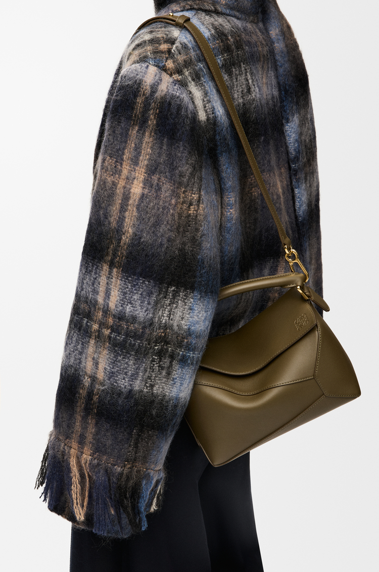 LOEWE Small Puzzle Edge bag in classic calfskin Dark Khaki