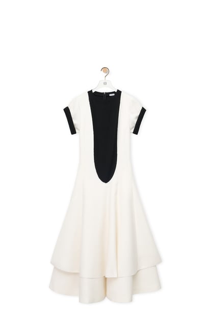 LOEWE Double layer dress in wool and cotton White plp_rd