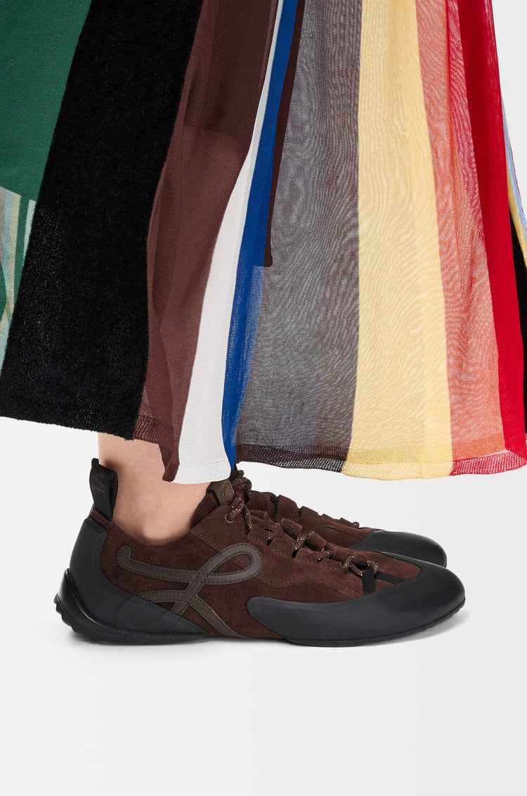 LOEWE Sneaker Grip in pelle di vitello scamosciata Dark Brown/Dark Brown