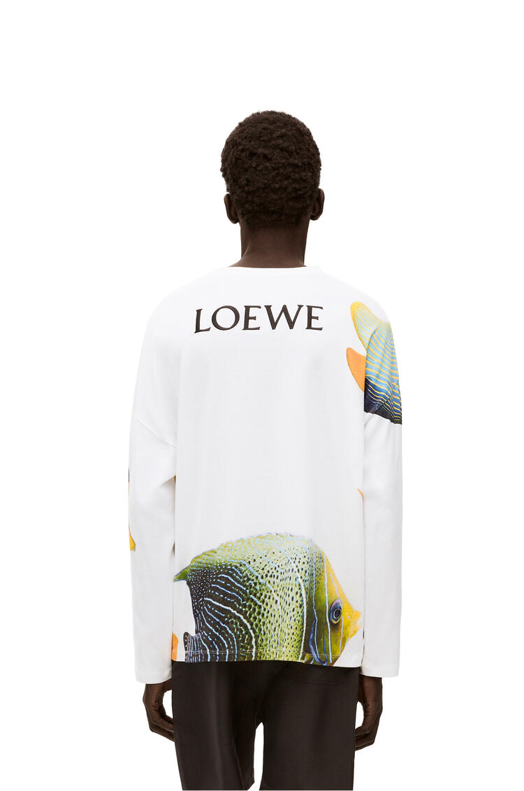 LOEWE Camiseta de manga larga en algodón con estampado de peces Blanco