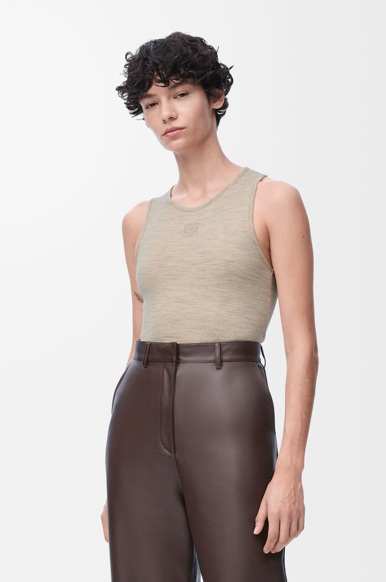 LOEWE Anagram tank top in stretch wool Soft White